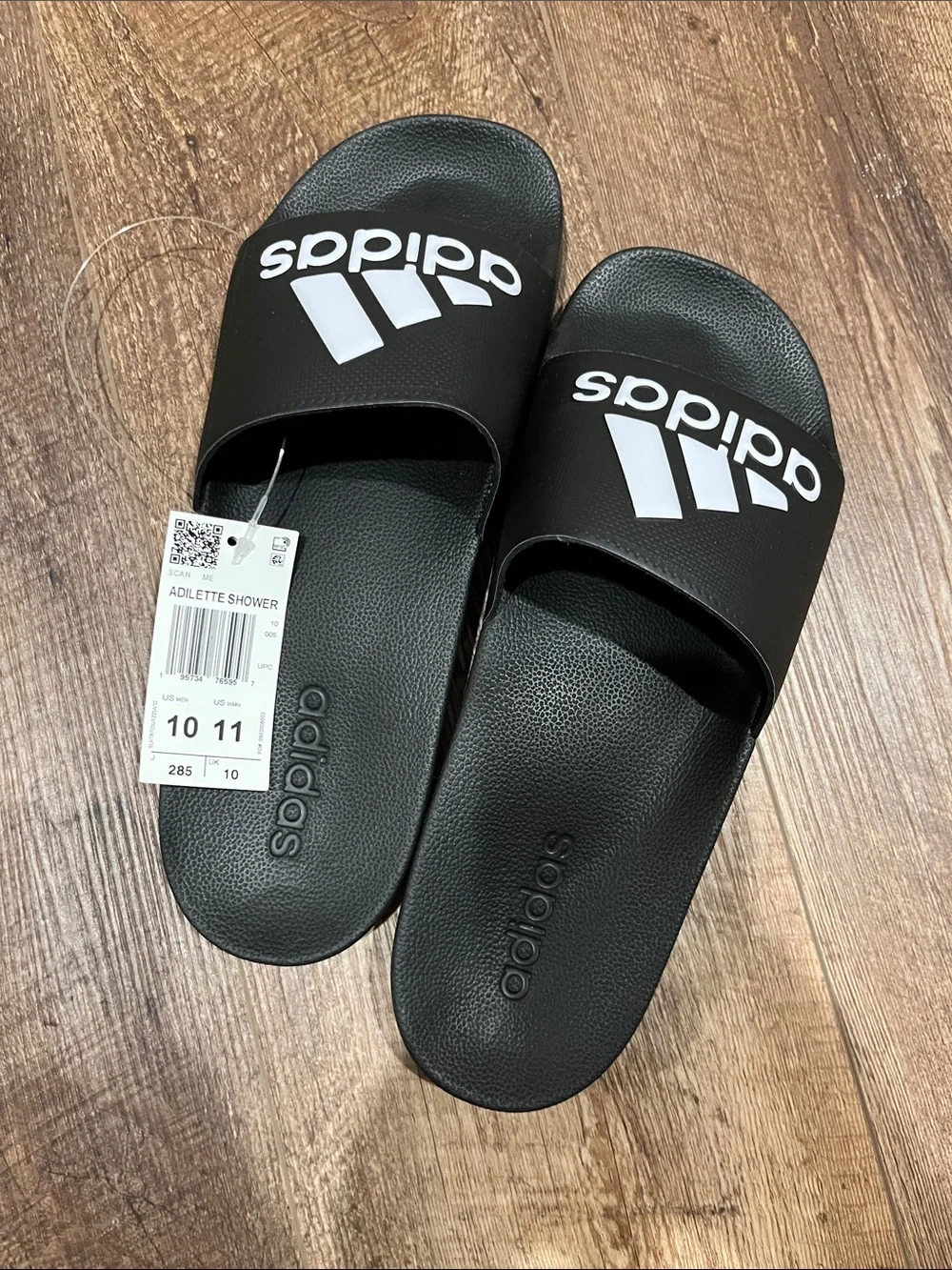 adidas Black Slide Sandals with White Logo